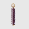French vintage pendant with eight faceted deep purple beads and golden oval ring hanger - February - Dark Purple