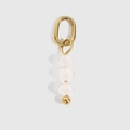 Gold-plated stainless steel pendant featuring three natural pink crystal stone beads - White Opal