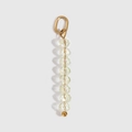 DIY colorful iridescent beaded pendant with 7 faceted crystals and golden oval ring - April - White