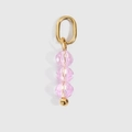 Golden earrings featuring a three-tier vertical crystal bead drop in a soft pink finish - Pink