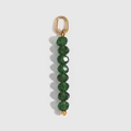 Vertical pendant with eight dark green faceted crystal beads and golden metal ring - May - Green