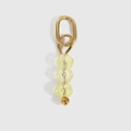 Golden oval ring with three faceted pale yellow crystal beads for DIY jewelry - Light Yellow