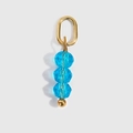 Blue crystal bead pendant with gold stainless steel ring for DIY jewelry making - Lake Blue