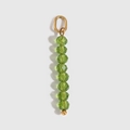 Grass green faceted glass bead pendant with polished gold metal clasp for DIY jewelry - August - Olive Green