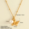 Collier en acier inoxydable doré avec pendentif ange cupidon et perle blanche ronde 11mm - Pendentif Cupidon (25164)