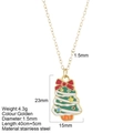 Gold stainless steel necklace featuring a festive green enamel Christmas tree pendant - Christmas Tree (G17)