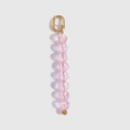 Pink multi-faceted crystal bead vertical pendant with elegant gold metal loop clasp - October - Pink