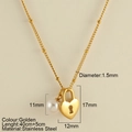Collier doré en acier inoxydable avec pendentif cadenas cœur et perle blanche - Pendentif Cœur Cadenas (25190)