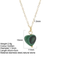 Collana in acciaio inossidabile dorato con ciondolo a cuore in malachite verde - Malachite a Cuore