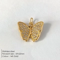 Colgante de mariposa de acero inoxidable oro 14K con brillantes cristales blancos - Mariposa con Diamantes de Imitación (BP2873)