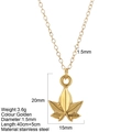 Golden maple leaf pendant necklace in stainless steel with detailed leaf texture - Maple Leaf (HY-726)
