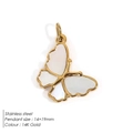 Colgante de mariposa de acero inoxidable chapado en oro de 14K con incrustación blanca DIY - Mariposa de Concha (HP1445)