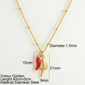 Collana con catena a sfere in acciaio inox dorato con ciondoli peperoncino e conchiglia - Conchiglia (25208G)