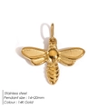 Colgante de abeja en acero inoxidable bañado en oro 14K para bisutería DIY, 14x20mm - Libélula Mate (XP222970)