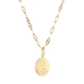 14K gold plated necklace featuring an oval pendant with letter B and starburst detail - Letter-B