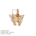 Colgante de mariposa en acero inoxidable chapado en oro 14K con perlas blancas 9x10mm - Mariposa de Perla Artificial (YP3014)