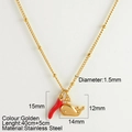 Collana in acciaio inossidabile dorato con ciondoli a forma di peperoncino e balena - Delfino (25210G)