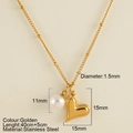 Collier doré en acier inoxydable avec pendentif cœur 15mm et perle élégante de 11mm - Pendentif Cœur (25196)