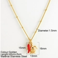 Collana di perle in acciaio dorato con ciondoli a peperoncino rosso e tartaruga - Tartaruga Marina (25209G)