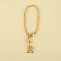 Golden chain accessory with letter B pendant and lobster clasp on beige background - Cup Chain Letter-B