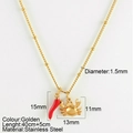 Collana in acciaio inossidabile dorato con ciondolo a peperoncino e granchio - Granchio (25207G)