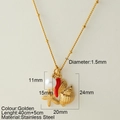 Collana in acciaio dorato con perla, stella marina, conchiglia e ciondolo peperoncino - Stella Marina Conchiglia-G3