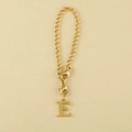 Golden keychain featuring letter E pendant and lobster clasps for bags or keys - Cup Chain Letter-E