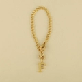 Polished golden metal chain accessory featuring a stylish uppercase letter F pendant - Cup Chain Letter-F