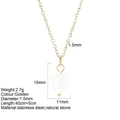 Collana a cuore in acciaio inossidabile dorato con pendente in pietra naturale bianca - Cristallo di rocca
