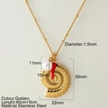 Collana in acciaio inox dorato con conchiglia e perla, lunghezza 40+5cm - Nautilo-G6