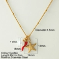 Collana dorata in acciaio inossidabile con perla bianca, peperoncino e stella marina - Stella Marina-G4