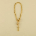 Golden delicate chain with capital letter I pendant and lobster clasp for accessories - Cup Chain Letter-I