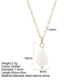 Goldene Edelstahlkette mit weißem Natursteinanhänger in Tropfenform und 45cm Kette - Weißer Kristall - G2