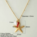 Collana in acciaio dorato con perla bianca, peperoncino rosso e ciondolo a stella - Stella Marina-G9