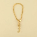 Golden metal O-chain keychain with letter J pendant and lobster clasp for women - Cup Chain Letter-J