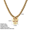 Gouden touwketting met een rode emaille geschenkdoos hanger van roestvrij staal - Geschenkdoos