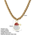 Gouden roestvrijstalen kerstman hanger ketting met dikke touwketting en rood emaille - Kerstelf