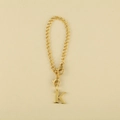 Golden keychain chain with letter K pendant and double lobster clasps accessory - Cup Chain Letter-K
