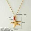 Collana a stella marina in acciaio inossidabile dorato con peperoncino e perla - Stella Marina-G8