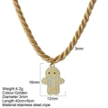 Gouden peperkoekman hanger van roestvrij staal aan een beige gevlochten koord - Peperkoekmannetje (G13)