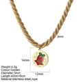 Gold stainless steel rope chain necklace with festive red bell and bow pendant - Bell