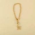 Polished gold initial N pendant charm with durable lobster clasps for link chain bracelets - Cup Chain Letter-N