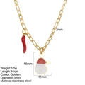 Golden stainless steel necklace with Santa Claus and red chili charms 46cm chain - Christmas Elf
