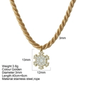 Golden rope necklace with white snowflake pendant in stainless steel for women - Snowflake