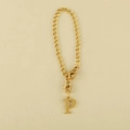 Golden keychain chain with letter P pendant and dual lobster clasps accessory - Cup Chain Letter-P