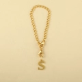 Golden keychain with letter S pendant and double lobster clasps for bag accessories - Cup Chain Letter-S