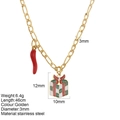 Goldene Edelstahlkette mit rotem Chili- und Weihnachtsgeschenkanhänger an einer Figarokette - Geschenk