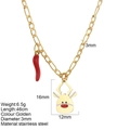 Goldene Edelstahlkette mit rotem Emaille-Chili und goldenem Rentier-Anhänger - Rentier - G23