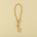 Golden metal cup chain with uppercase letter U pendant and double lobster clasps - Cup Chain Letter-U