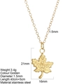 Gold stainless steel maple leaf pendant necklace with dimensions and 45cm chain length - Maple Leaf (794-G)